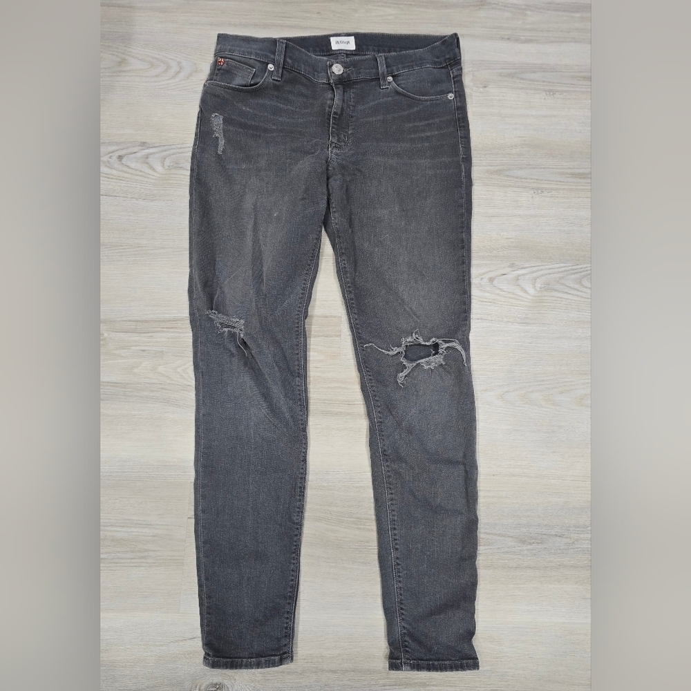 Hudson Jeans Dark Gray Distressed Skinny Jeans